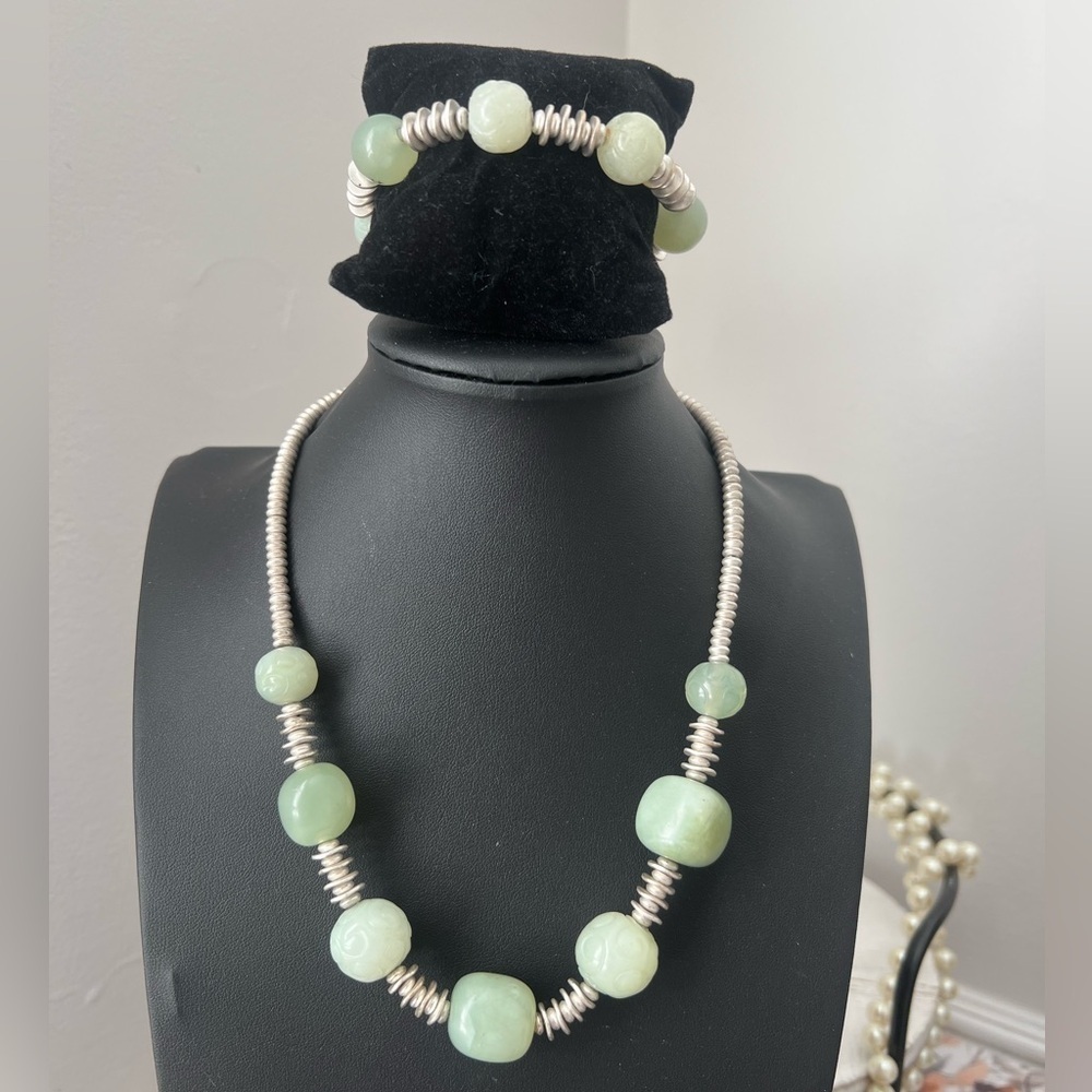 Sigrid Olsen Green Stone Necklace & Bracelet Set D6